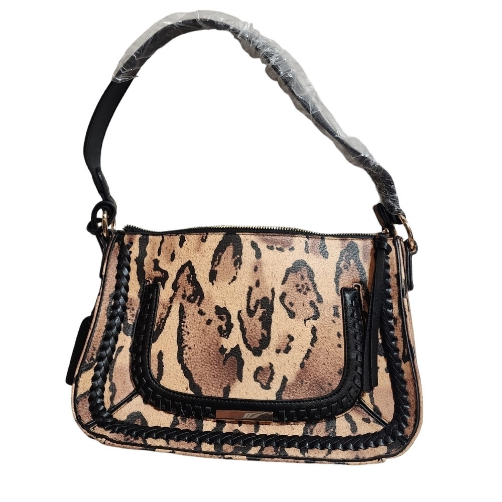 Sole Society‎ Animal Print Crossbody Shoulder Bag Purse Tan Black